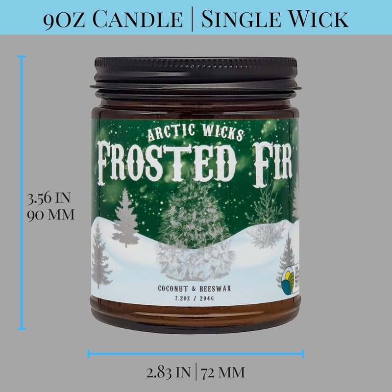 Arctic Wicks Scented Coconut Beeswax Candles | Coconut Beeswax Non Toxic Candle 9oz Amber | Farmhouse Candles Non-Toxic Clean Burn 100% USDA Certified Biobased (Frosted Fir - Fraiser Fir Tree) - Image 3
